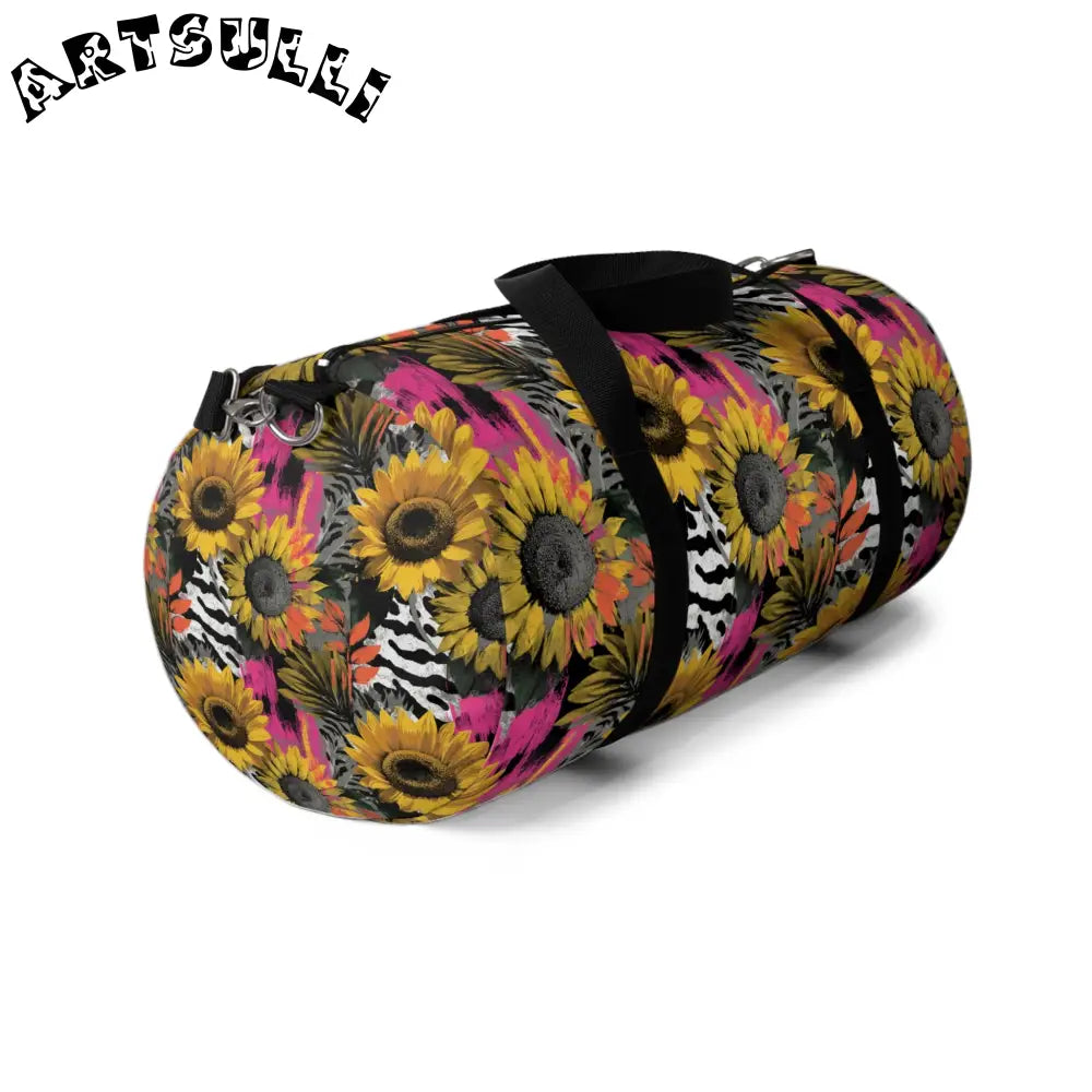 Zebra Stripes x Sunflowers Duffel Bag, Artsulli - Art is Long, Life is Short, Bags, , , , , , , 