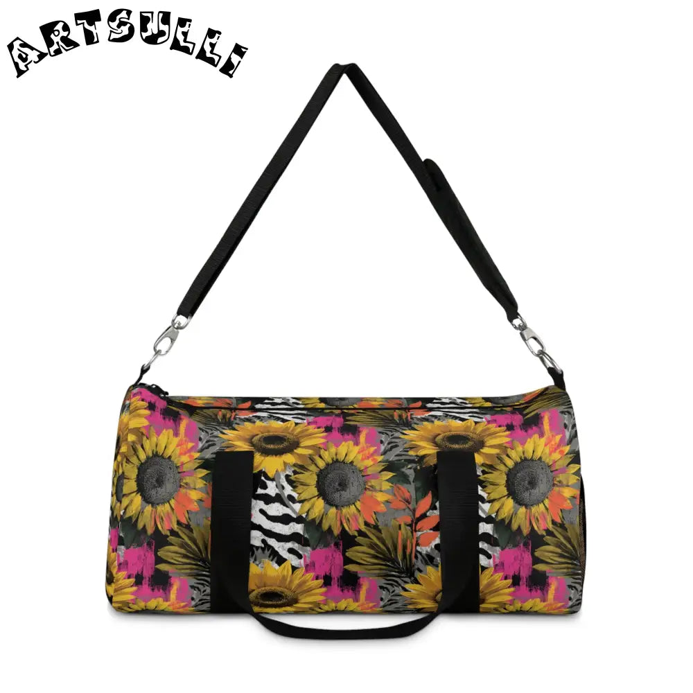 Zebra Stripes x Sunflowers Duffel Bag, Artsulli - Art is Long, Life is Short, Bags, , , , , , , 