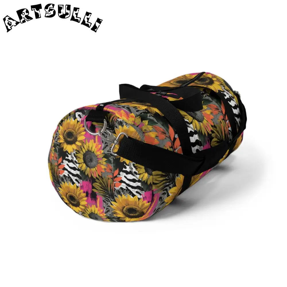 Zebra Stripes x Sunflowers Duffel Bag, Artsulli - Art is Long, Life is Short, Bags, , , , , , , 