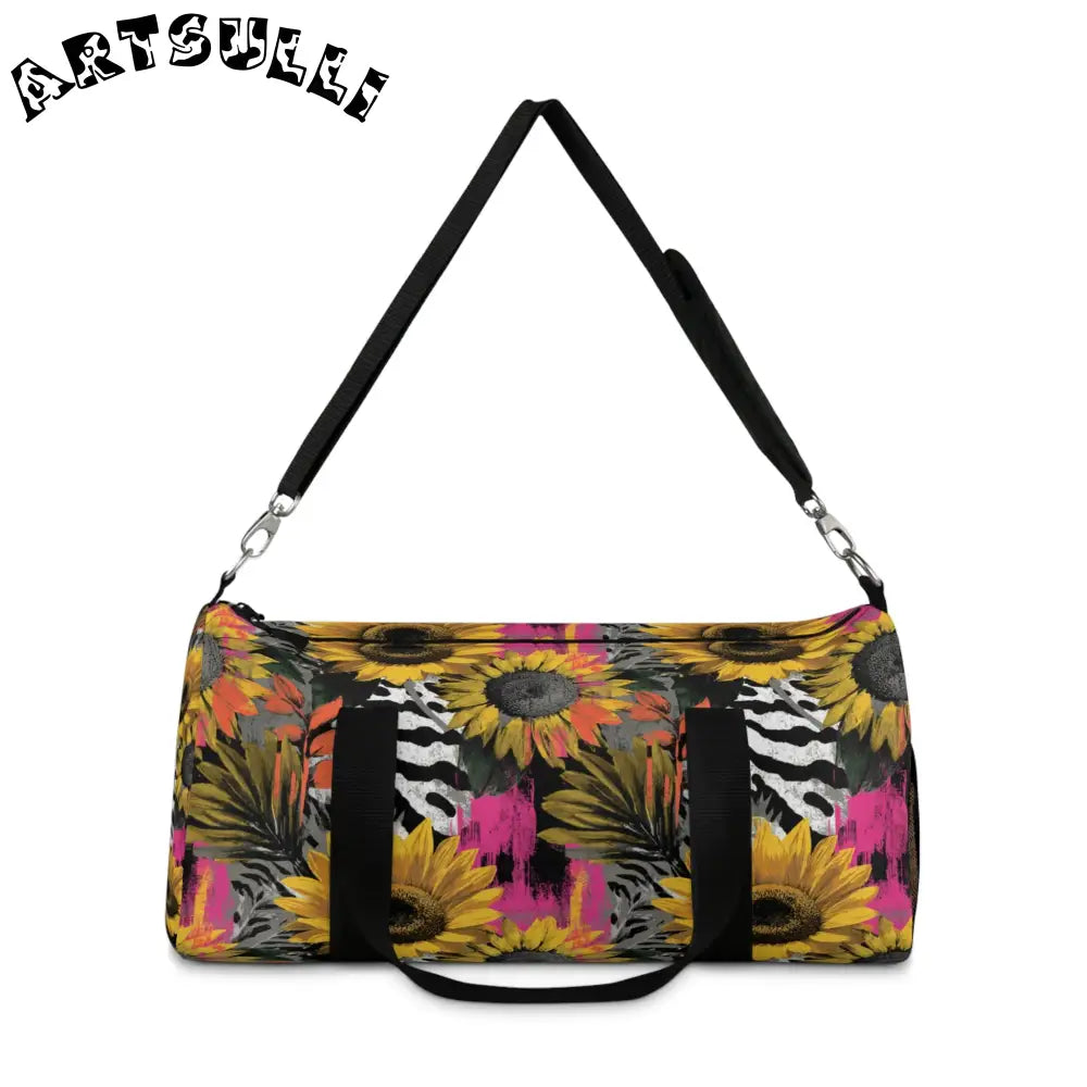Zebra Stripes x Sunflowers Duffel Bag, Artsulli - Art is Long, Life is Short, Bags, , , , , , , 