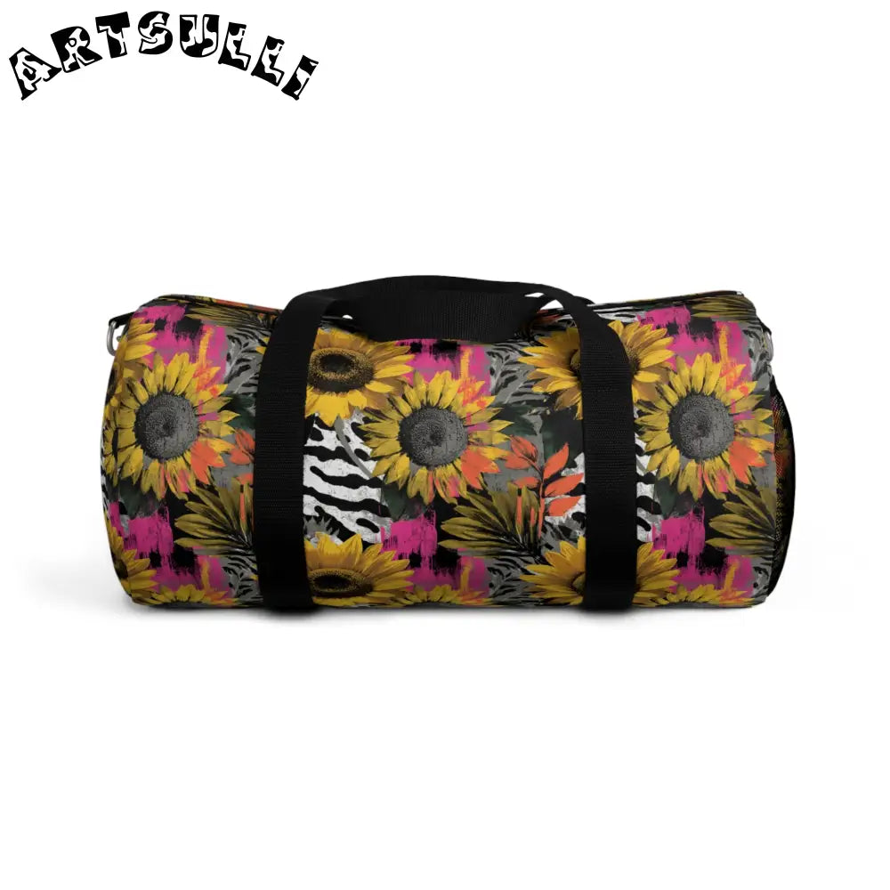 Zebra Stripes x Sunflowers Duffel Bag, Artsulli - Art is Long, Life is Short, Bags, Size, Small, , , , , 10642096611551002539