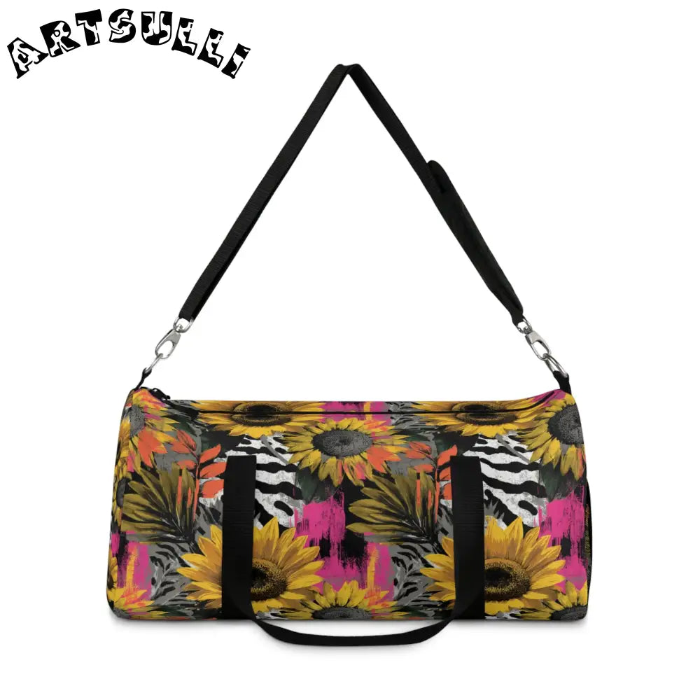 Zebra Stripes x Sunflowers Duffel Bag, Artsulli - Art is Long, Life is Short, Bags, , , , , , , 