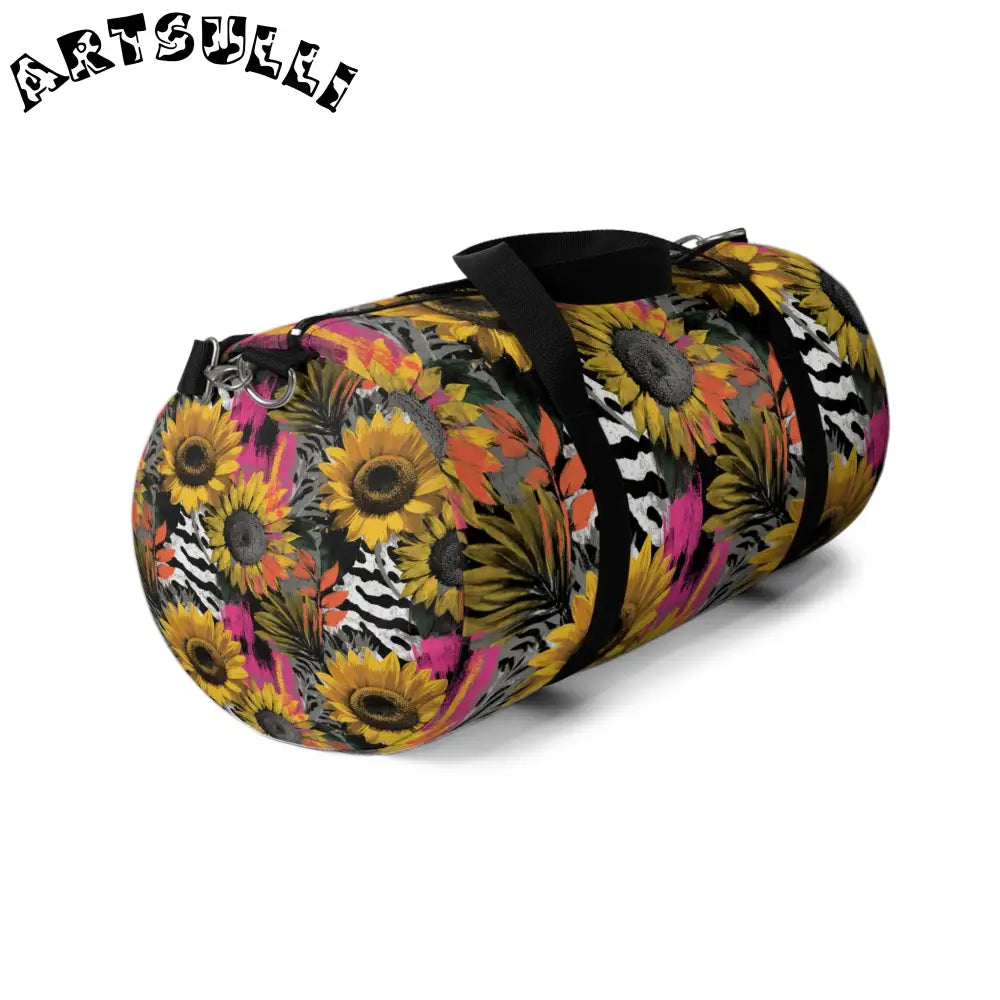 Zebra Stripes x Sunflowers Duffel Bag, Artsulli - Art is Long, Life is Short, Bags, , , , , , , 
