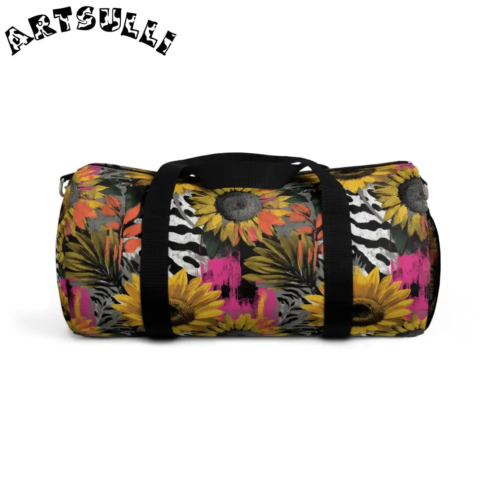 Zebra Stripes x Sunflowers Duffel Bag, Artsulli - Art is Long, Life is Short, Bags, Size, Small, , , , , 27566589350567541433