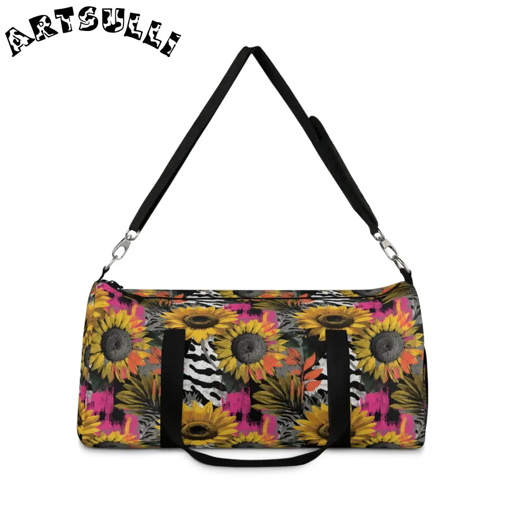 Zebra Stripes x Sunflowers Duffel Bag, Artsulli - Art is Long, Life is Short, Bags, , , , , , , 