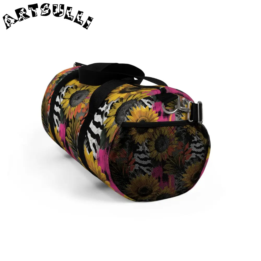 Zebra Stripes x Sunflowers Duffel Bag, Artsulli - Art is Long, Life is Short, Bags, , , , , , , 